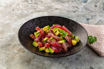 Delicous tuna with avocado salad