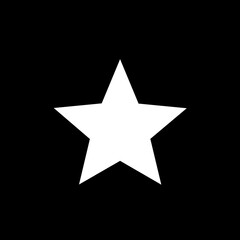Fototapeta premium Simple White Five Pointed Star Icon on Black Background.