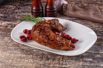 Baked pork sirloin with cornus