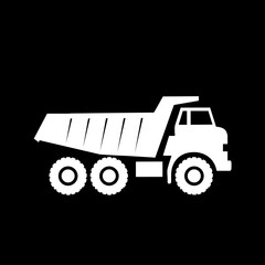 White silhouette of a heavyduty dump truck an iconic symbol of construction and mining transport.