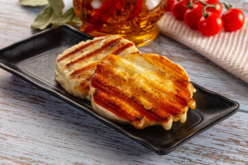 Grilled Greek haloumi cheese snack
