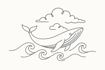 Fototapeta premium Serene Marine Scene, Illustration, Aesthetic Design, Minimalist Style