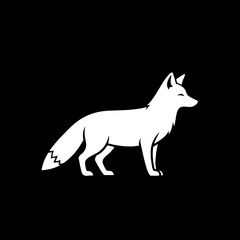 Elegant White Fox Silhouette Minimalist Design Standing Profile View.
