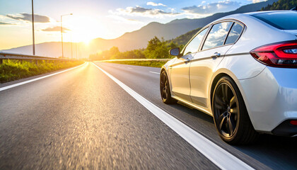 Naklejka premium Car driving on a highway