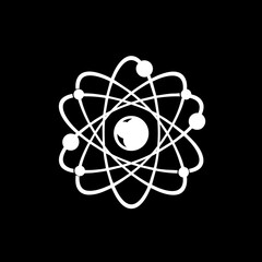 Stylized Atom Icon Representing Science Physics and Molecular Structure.