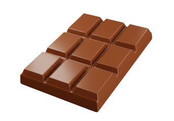 Milk chocolate bar isolated on transparent background, sweet dessert treat for confectionery and baking projects PNG
