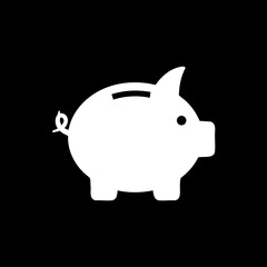 Obraz premium Simple white piggy bank icon representing savings and financial security.