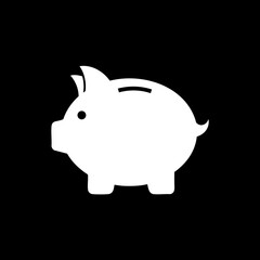 Obraz premium White piggy bank icon for savings and financial investment.