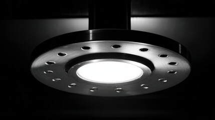 Modern circular ceiling light fixture in black and white contrast