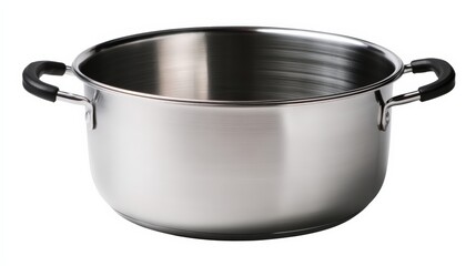 Metal cooking pot with black handles ideal for boiling and steaming dishes in kitchen