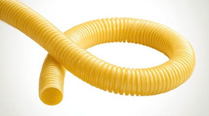 Flexible yellow hose coil on bright background