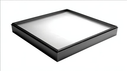 Minimalistic black picture frame displaying an empty canvas for artwork
