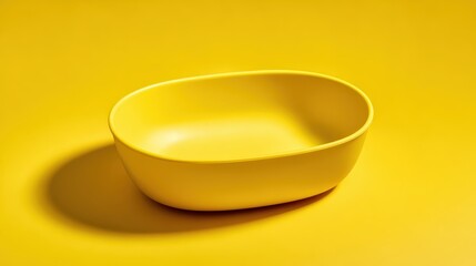Bright yellow oval bowl on vibrant yellow background