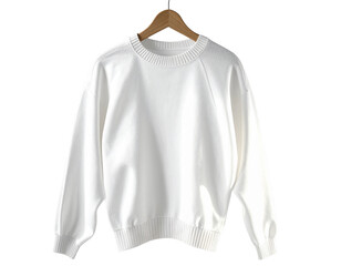 Minimalist White Sweater Mockup on Hanger in Bright Light