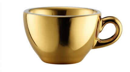 Elegant gold coffee cup isolated on white background for stylish beverage presentation