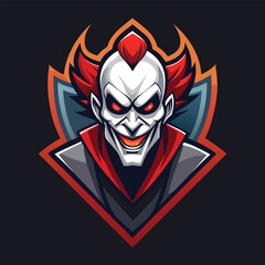 Evil Clown Villain Emblem with Sharp Smile in Dark Esports Mascot Logo Illustration