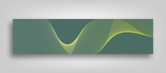 Abstract yellow gradient wave line design on green background for linkedin banner