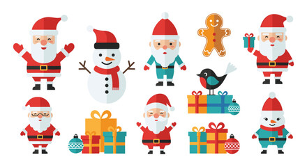 Fototapeta premium A charming collection of cute pixelated Christmas characters and gifts for holiday cheer.