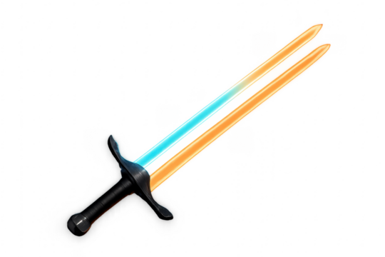 Double bladed energy sword glowing with neon light