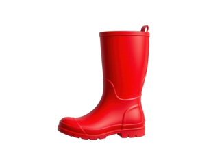 Bright Red Rubber Boot for Rainy Day Outdoor Activities