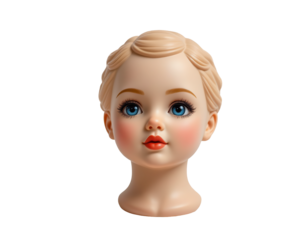 Vintage Style Doll Head with Soft Features and Blonde Hair