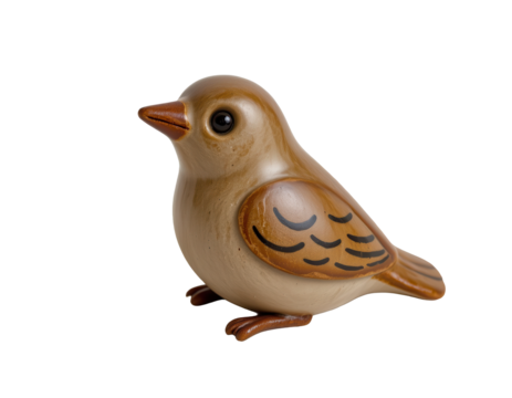 Adorable Wooden Bird Figurine with Natural Rustic Finish