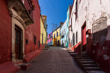 Colorful Alley in Guanajuato, Mexico at daytime
