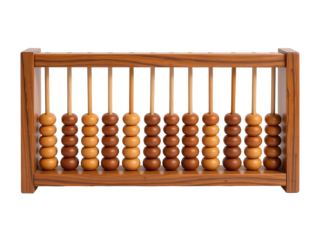 Classic Wooden Abacus Displaying Different Color Beads in Rows