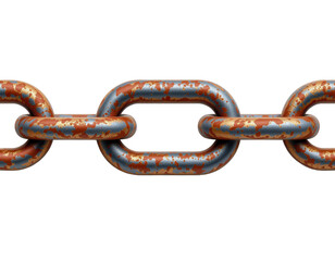 Fototapeta premium Rusty Metal Chain Links on Isolated Background with Textures