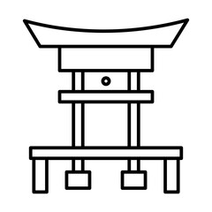 torii gate line icon