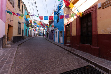 Colorful Alley in Guanajuato, Mexico at daytime