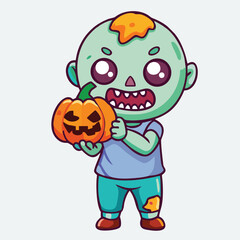 design logo icon vector illustration halloween cute zombie