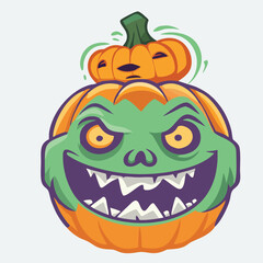 design logo icon vector illustration halloween zombie pumpkin