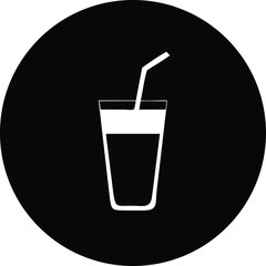 Simple white drink icon in black circle