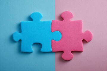 Obraz premium Creative metaphor of two puzzle pieces, symbolizing connection and problem solving.