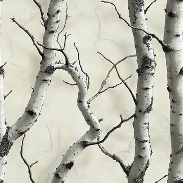 Seamless birch bark texture pattern, realistic tree design for nature-themed backgrounds.