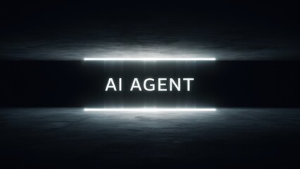 Modern AI Agent concept illuminated in neon lights showcasing artificial intelligence technology and futuristic design for innovative business solutions