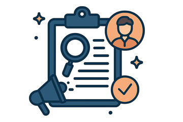 Job vacancy announcement sign. Human resources and recruitment concept. Headhunting, searching for a candidate. Find new staff. Employment and career opportunity vector icon.