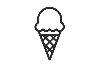Ice cream cone with one scoop line icon. Simple vector illustration for sweet food, dessert, or summer treat concepts. Minimalist black and white outline pictogram symbol.