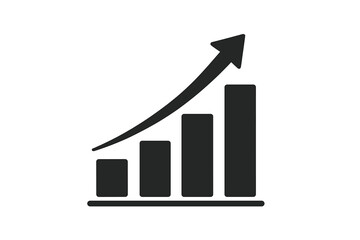 Growth chart vector icon. Business graph with arrow up. Financial success, progress and data analysis symbol. Statistics report infographic element. Market increase diagram.