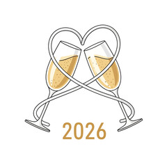 Romantic Champagne Toast with Heart Shaped Stems for 2026.