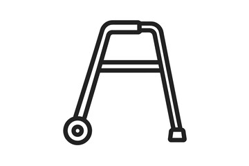 Walker for disabled person vector icon. Mobility aid for seniors, elderly. Walking frame for rehabilitation and support. Orthopedic medical equipment for handicapped patient.