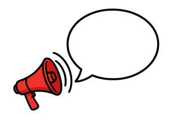Megaphone Announcement Vector Illustration with Blank Speech Bubble for Custom Messages, Communication Concept, Alert and Notification Banner Icon, Isolated Clipart for Transparent Background Design
