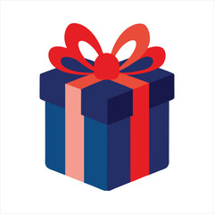 Festive Blue Gift Box with Red Ribbon and Bow—Celebration, Surprise, and Special Occasion Symbol for Birthdays, Holidays, and Party Designs.