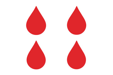 Blood drop vector icon set. Red liquid droplet symbol collection. Concept for medical, health, donation, laboratory analysis. Simple flat illustration isolated background.
