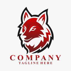 Red Wolf Logo Designs Icon Template
