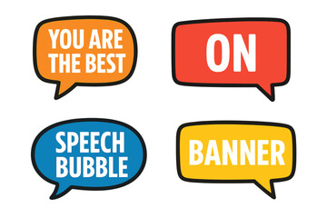 Vibrant speech bubbles set with motivational message, marketing and advertising concept, colorful vector illustration, transparent background, editable text, isolated banner graphics