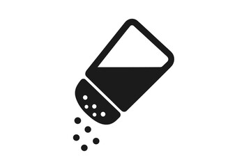 Black Salt Shaker Icon Minimalist Vector, Simple Modern Kitchen Spice Symbol, Cooking Ware Illustration, Transparent Background, Essential Culinary Seasoning, Restaurant Ingredient Graphic