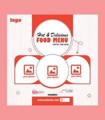 Food Menu & Restaurant Social Media Post Design Template