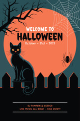 halloween background with cat and pumpkin